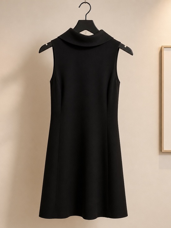 Harold's Dresses & Skirts - Vintage Harold’s Black Sleeveless Fold-Over Collar Mini Dress. True NYC!